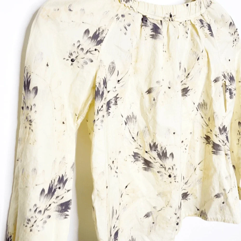 BONPOINT Floral Vanille long sleeve top cotton blend sequined zip girls 8